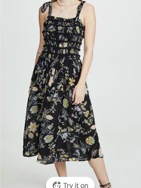 Free People Black Floral Smocked Maxi Dress